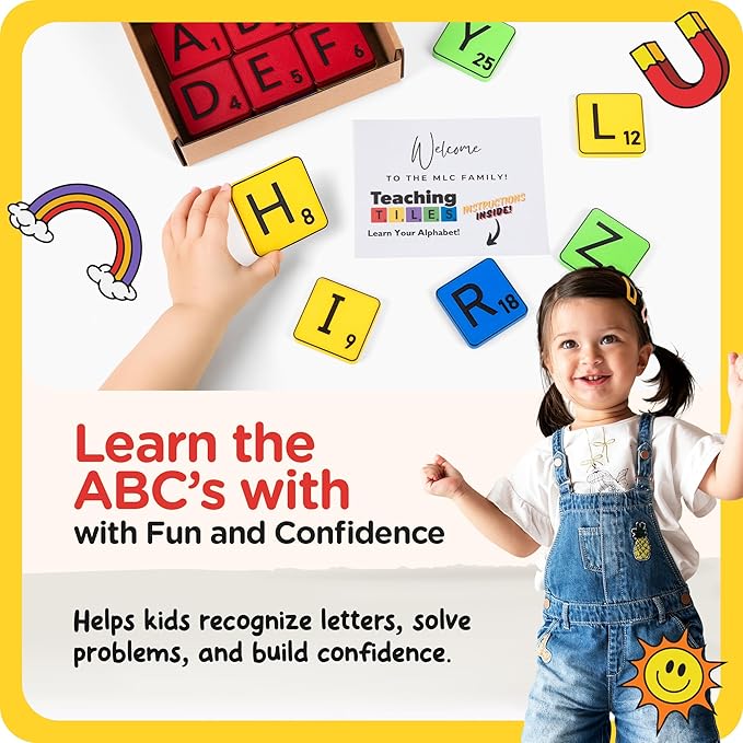 Learn Your Alphabet! Self-Correcting Magnetic Alphabets, Uppercase Letters – Help Kids Learn The Basics and More – Educational Toy Set of Magnetic Letters for Early Learning