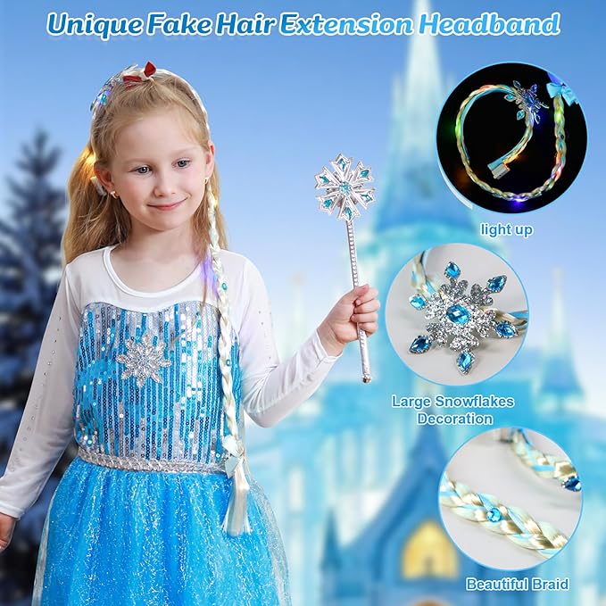 Meland Princess Dress Up for Girls - Light Up Halloween Costume for Girl Age 3-10 Year Role Play,Christmas Birthday Gift Idea