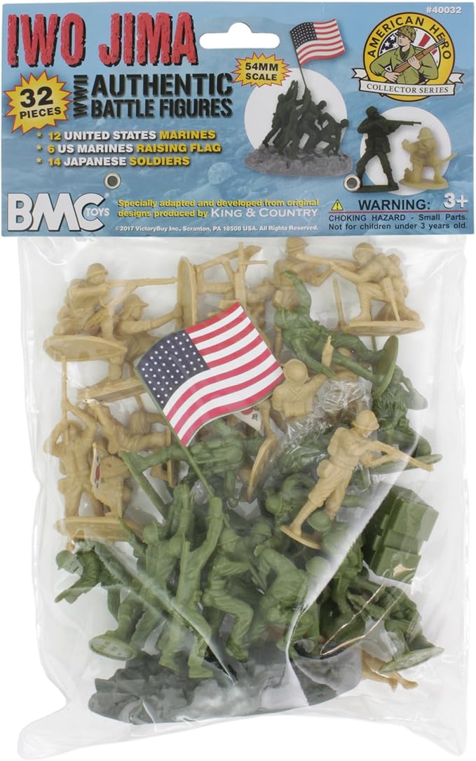 BMC WW2 Iwo Jima Plastic Army Men - 32 American and Japanese Soldier Figures