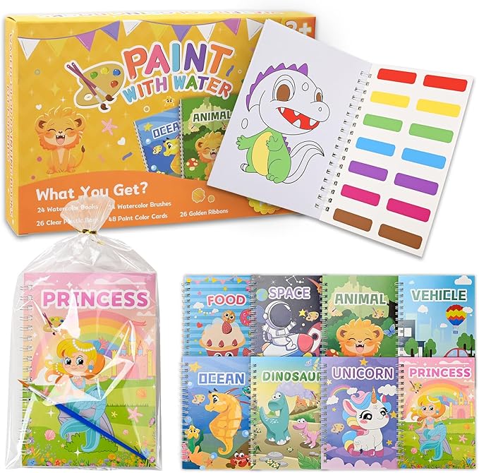Bondream 24 Water Coloring Books for Kids Party Favors,Coloring Books for Children Ages 4-8,Birthday Christmas Goodie Bag Stuffers Kids Art Craft Kit Teacher Return Gift Classroom Prize