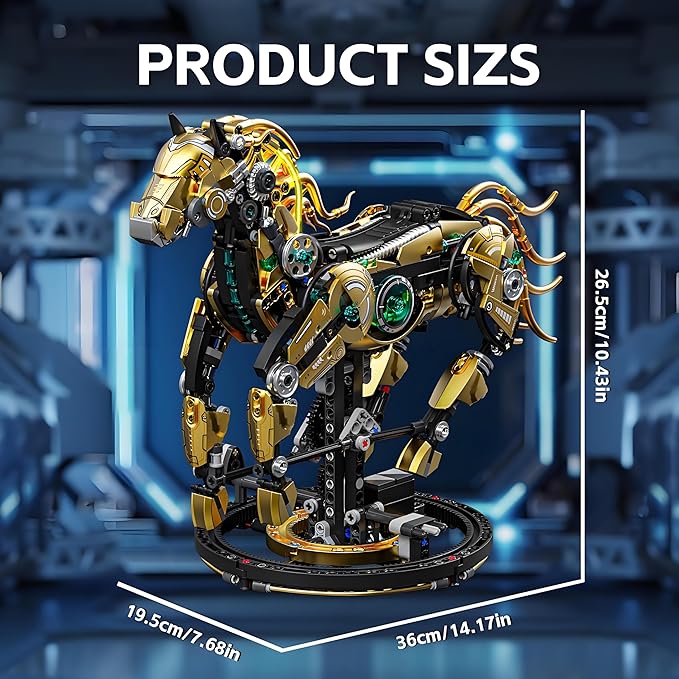 Mechanical Horse Building Block Set Build & Pose with Movable Legs – Engaging DIY Model with Motor Kit for Kids and Teens