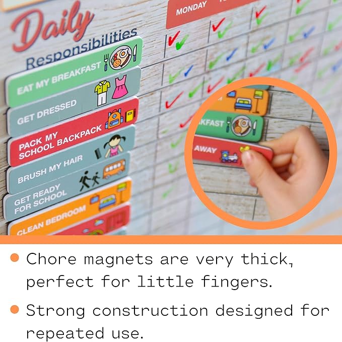 Premium Large Magnetic Chore Chart for Kids Multiple Kids - Chore Board - Behavior Tracker at Home - Reward Board - Daily Responsibility Schedule - Teens Incentive Routine - Magnetic for Refrigerator