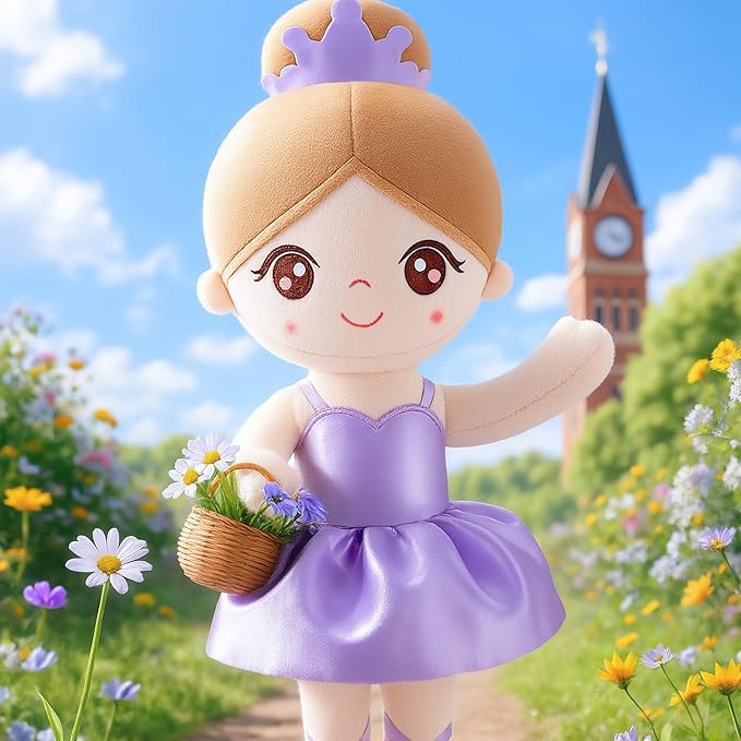 Gloveleya Baby Girl Gifts Dolls Soft Plush Toy Ballet Girl Doll Pale Purple 14 Inches with Gift Box…