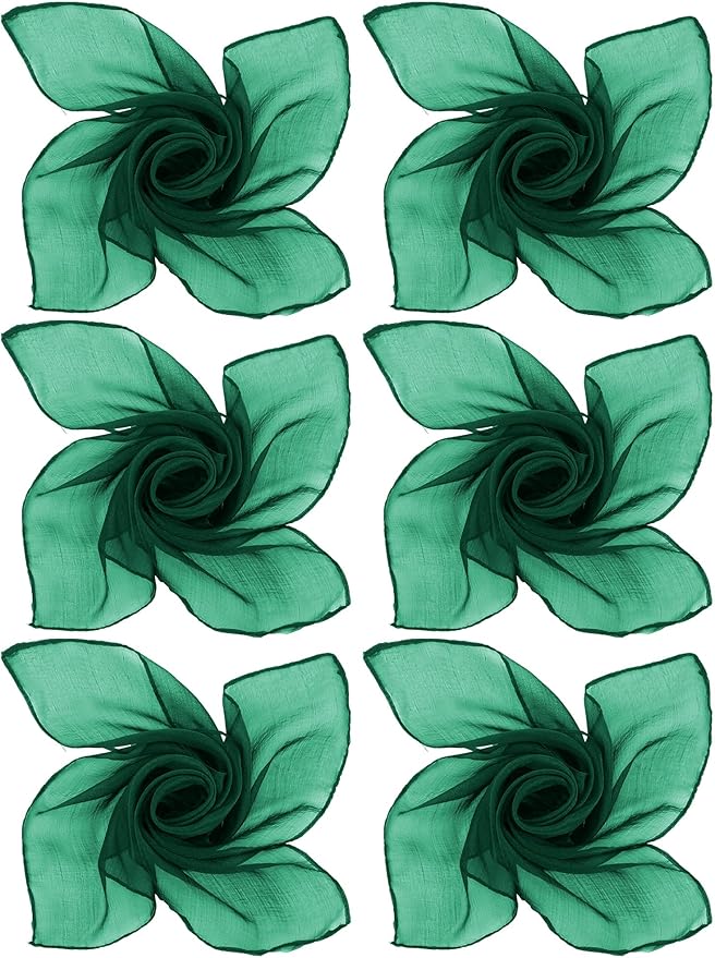 Boao 6 Pieces Chiffon Scarf 1950s Square Neck Head Scarfs Vintage Soft Polyester for Women Lady