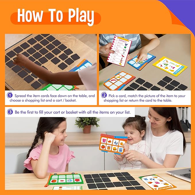 Magnetic Shopping List Game, Funny Groceries Matching Memory Game, Race to Collect Your Items Educational Toy for Boys & Girls at Home