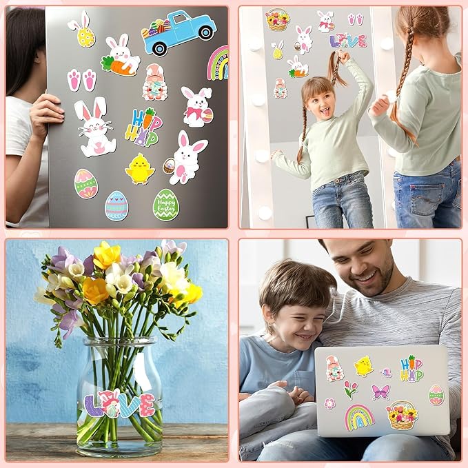 MARFOREVER 25 Pieces Easter Window Gel Clings Happy Easter Rabbit Egg Window Clings Colorful Spring Bunny Sticker Decal for Kids Home Classroom Nursery Shop Glass Decor Display