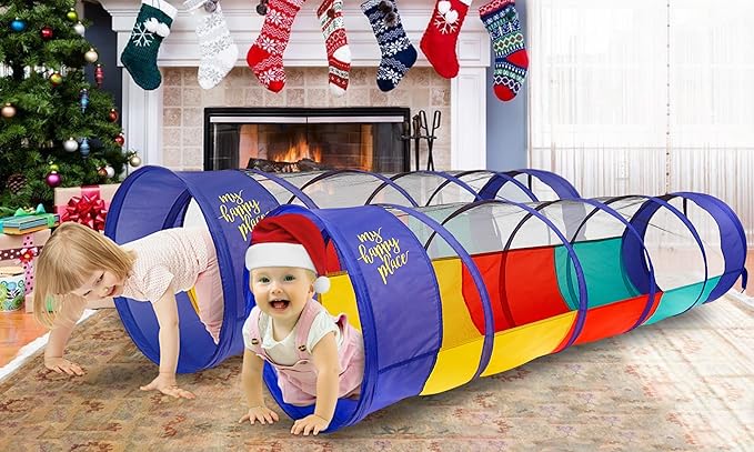 Kiddey Play Tunnel Pop Up Tunnel Toys for Toddlers, Kids Multicolored Tunnel for Indoor/Outdoor Fun, Crawl & Play, Obstacle Course for Kids Gifts for Toddlers - Balls Not Included (2 Pk)