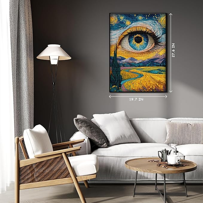 Impossible Puzzles for Adults 1000 Pieces, Eye Starry Night Jigsaw Puzzle Mountain Scenery, Abstract Art Landscape Scenic Challenge Puzzle