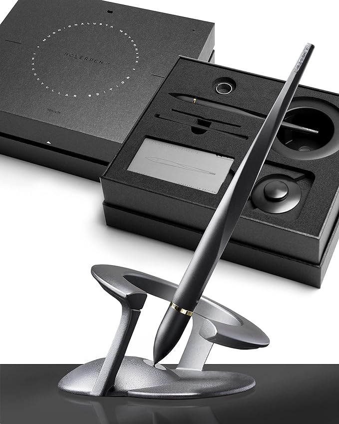 Novium Hoverpen 2.0 Interstellar Edition - Space Black, Unisex, Ballpoint Pen, 23.5 Degree Angle, Schmidt Ballpoint Refill, No Spills, No Spotting, No Explosions