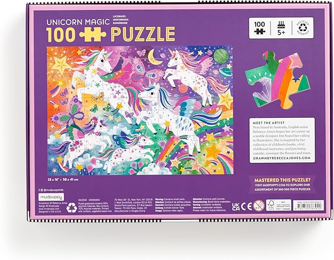 Mudpuppy Unicorn Magic – 100 Piece Jigsaw Puzzle with Colorful and Fun Illustrations of Sparkling Unicorns for Children Ages 5 and Up