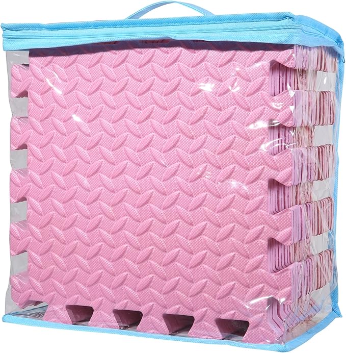 Foam Play Mat for Baby, 0.4 Inch Thick Foam Interlocking Floor Mats, Soft Non-Toxic Baby Playmat, Solid Colored Puzzle Play Mat Kids Floor Mats, 16 Tiles, Pink/Loli Pink