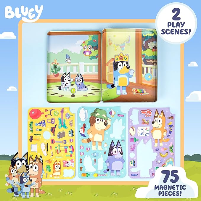 Bluey Magnetic Playset, Magnet Activity Toys, Great Birthday Parties, at-Home Activities, or Screen-Free Fun, Perfect Travel or Road Trip, Hours of Fun for Kids Ages 3,4,5,6,Multicolor,Medium,214618