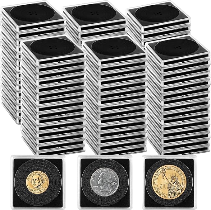 160 Pcs Adjustable Acrylic Coin Collection Cases with Sponges, Coin Snap Holder, Silver Dollar Protection Cases for Collectors, Coin Dollar Collection Supplies(20mm-40mm)