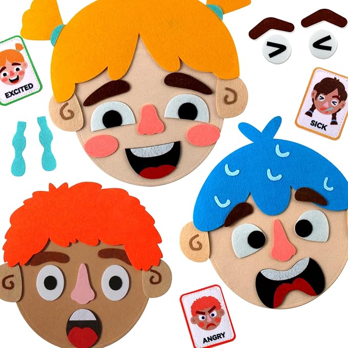 Craftstory 86 Pcs Social Emotional Learning Activities Sensory Toys for Kids- Montessori Toys with 2 Face Boards 9 Emotion Cards, Autism Learning Materials for Kids Speech Therapy Materials