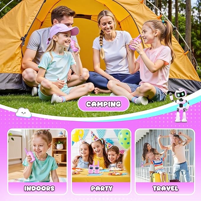 Kids Walkie Talkies Toys for Girls: Toys Walkie Talkies for Kids 2 Pack Christmas Birthday Gifts Stocking Stuffers for 3 4 5-7 Year Old Girls Grandkids Toy Age 4-5 6-8 Years Old Camping Purple