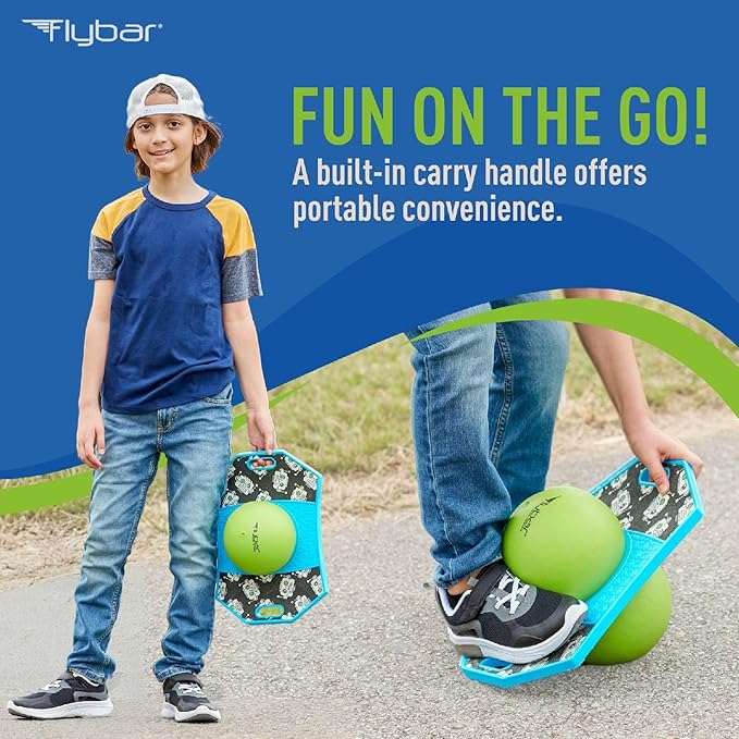 Flybar Pogo Trick Ball for Kids – Balance Bounce Board with Anti-Slip Deck – Pump Included - Indoor & Outdoor Toys for Boys and Girls Fun Way to Reduce Screen Time Supports up to 160 lbs – Ages 6+
