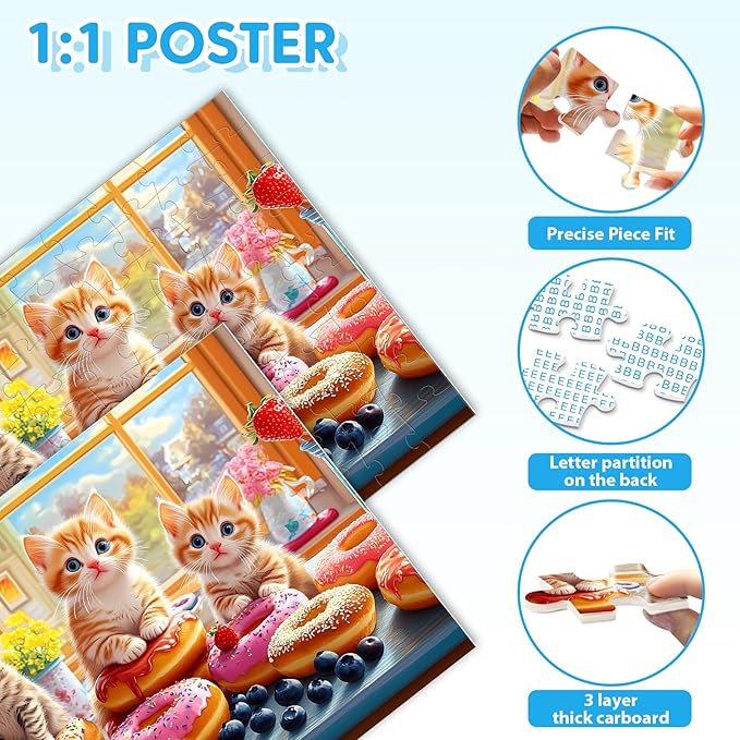 4 Packs 100 Piece Puzzles for Adults Seniors - Dogs Starfish Flower Cats Puzzles for Kids Ages 4-6 6-8 8-10 Year Old Large Piece Puzzle for Kids Learning Educational Toys for Boys and Girls Ages 5-8