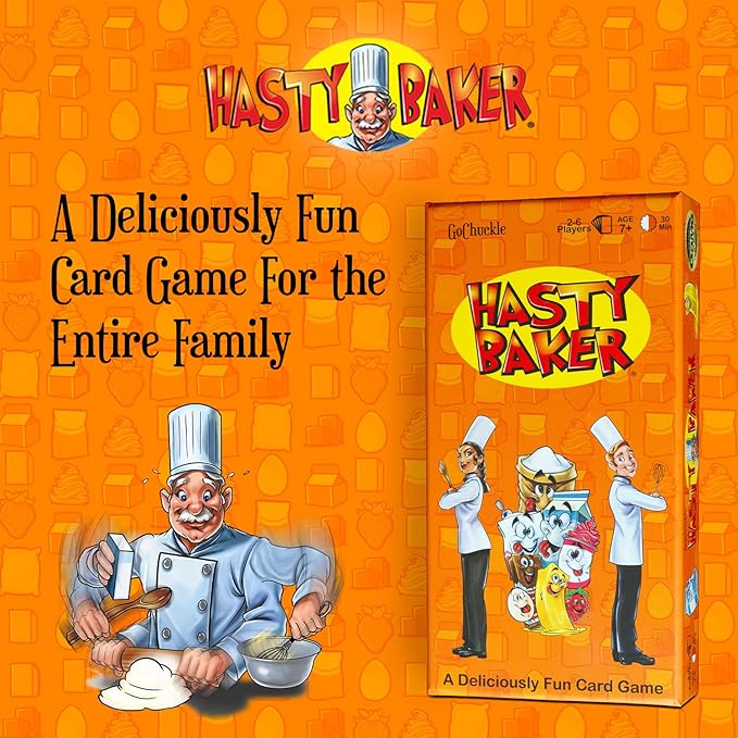 Hasty Baker Family Card Game - A Race to Collect Ingredients and Complete Recipes, for Families, Adults, Kids, Ages 7+, 2-6 Players, by GoChuckle