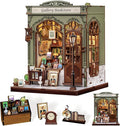CUTEBEE DIY Book Nook Kit, Miniature House Kits for Adult and Teens, DIY Miniature Book Nook kit with Sensor Led Light, Gifts for Lovers and Family (Gallery Bookstore)