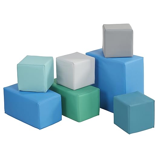ECR4Kids SoftZone Big Foam Building Blocks, Soft Playset, Contemporary, 7-Piece