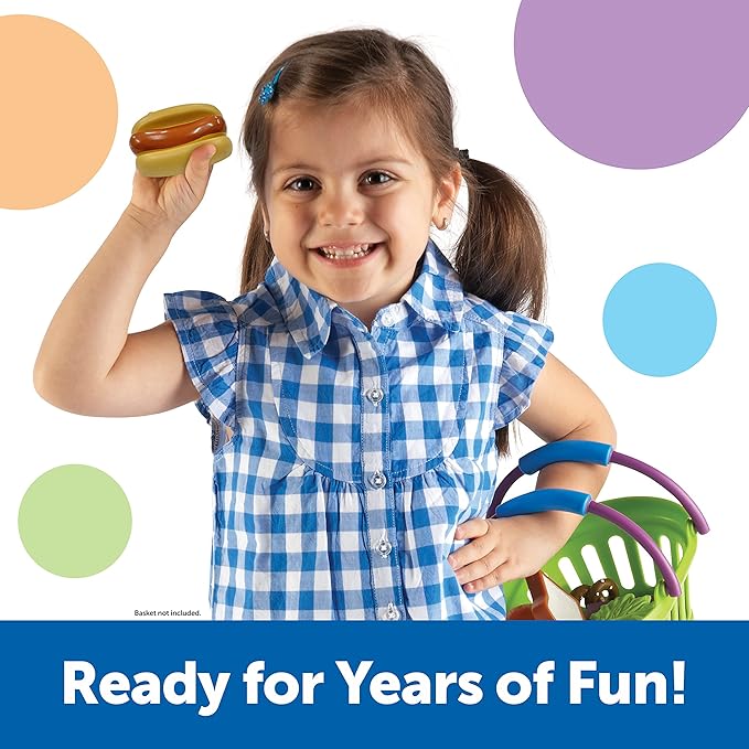 Learning Resources New Sprouts Complete Play Food Set - 50 Pieces, Ages 2+ Toddler Play Food, Kitchen Play Food, Play Food Sets for Kids