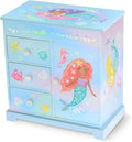 Mermaid Musical Jewelry Box for Girls - Kids Music Box with Drawers, Mermaid Mermaid Gifts for Girls, Mermaid Jewelry Boxes for Ages 3-10 - 9 x 5 x 9.3 in, Blue