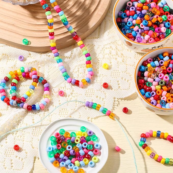 21000 Pcs Pony Beads Bulk 6 x 9 mm Plastic Kandi Beads for Bracelet for Multicolor Craft Making Rainbow Necklace Jewelry Key Chain DIY Braids(72 Colors)