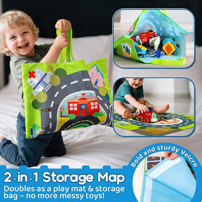 ALASOU Electric Train Set for Toddlers Kids with Steam Spray|Light & Music Magnetic Car Toy with Tracks,Playmat/Storage Bag|Christmas Birthday Gift for 3 4 5 6 Year Old Boys Girls