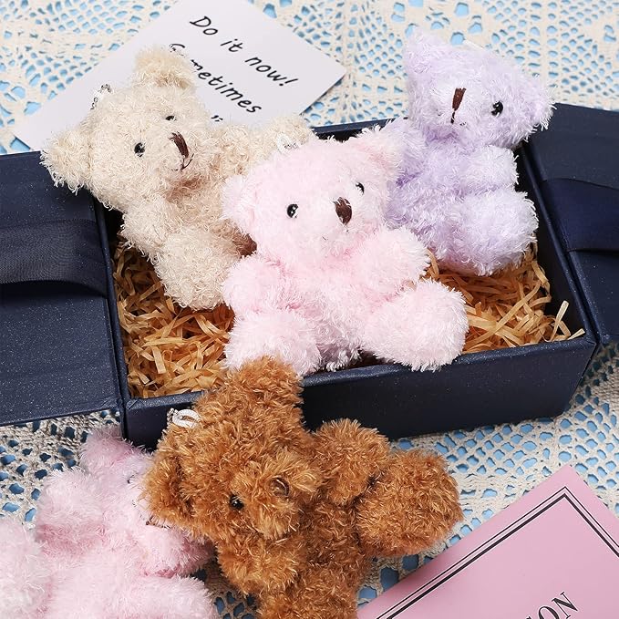 6 Pieces Mini Bear Plush Stuffed 4 Inch Small Bear Bulk Animal Toys for Baby Shower Party Favors Tiny Soft Doll Gifts for Graduation Keychain Bag Charm Supplies(Brown)