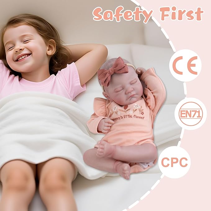 Lifelike Reborn Baby Dolls, 20-Inch Realistic Baby Doll Girl Soft Cloth Body Newborn Doll with Complete Accessories for Kids Age 3+ Real Life Dolls, Lovely & Pretty Girls