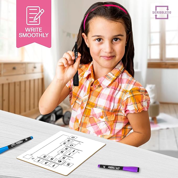 SCRIBBLEDO Dry Erase Division White Board 9x12Inch Small Division Chart Durable Portable Double Sided Math Manipulatives Practice Whiteboard for Kids Students Classroom and Home Long Division Lapboard