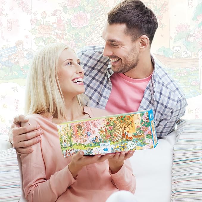 MOMIBOOK 1000 Piece Puzzle for Adults Jigsaw Puzzles of Flower Calendar, Photosensitive Discoloration Painting Image Four Seasons Challenging Impossible Puzzle Unique Party Christmas Birthday Gifts