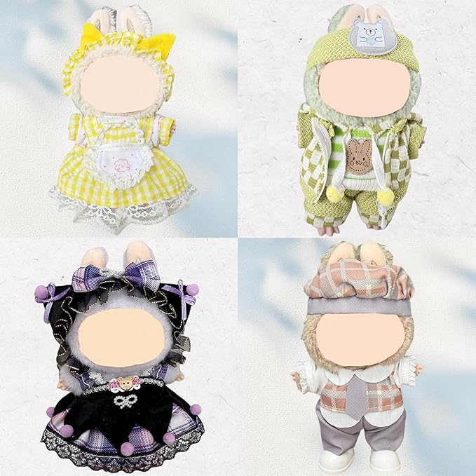 4 Pack—17cm Doll Clothes,Premium Doll Outfit with Accessories,Doll Princess Skirt,Cute Clothes Outfit for 17cm Dolls,End Dolls Fashion Clothing Set(No Dolls and Shoes) (Set 11)
