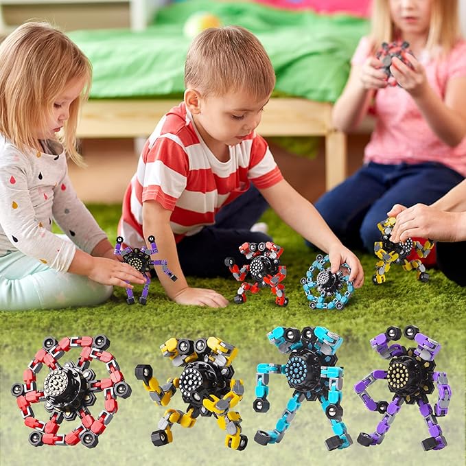 Transformable Fidget Spinners 3 Pcs for Kids and Adults Stress Relief Sensory Toys for Boys and Girls Fingertip Gyros for Party Favors Goodie Bag Stuffers for Kids