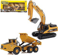 Gemini&Genius 2Pcs Construction Vehicle Toys Dump Truck and Excavator Set Heavy Metal 1/50 Scale Digger and Dumper Diecast Engineering Vehicle Toys for Kids and Decoration House
