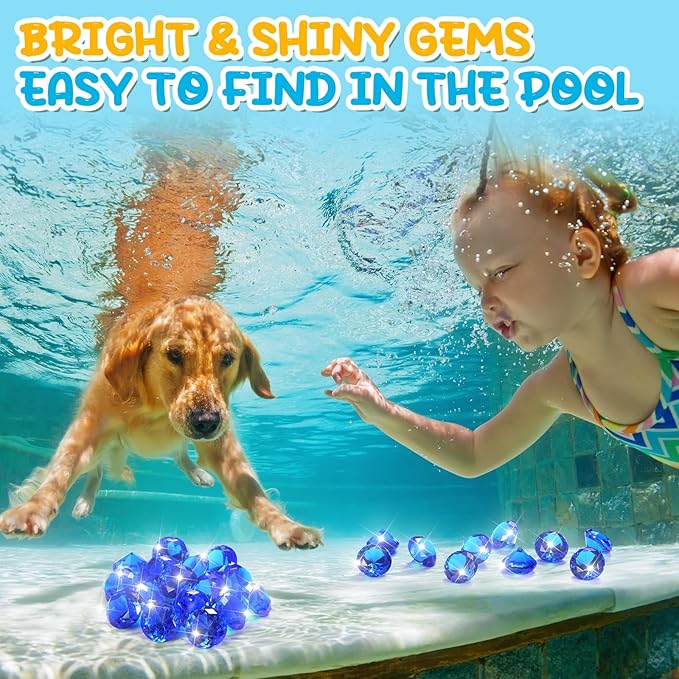 Zomiboo 16 Pcs Acrylic Diamond Large Gems Pirate Round Treasure Toy Gems Treasure Round Gemstones Acrylic Diamond Shaped Gemstones for Home Table Vase Fillers Party Decor (Blue)