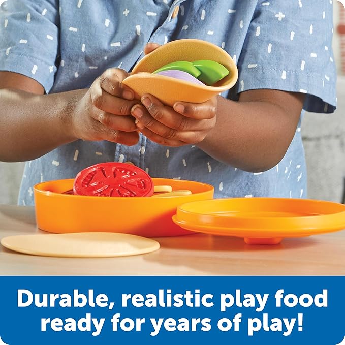 Learning Resources New Sprouts Taco Night - Kitchen Pretend Play Food for Kids, Grocery Store Accessories, Gifts for Boys and Girls, Ages 18 Months+,28 Pieces