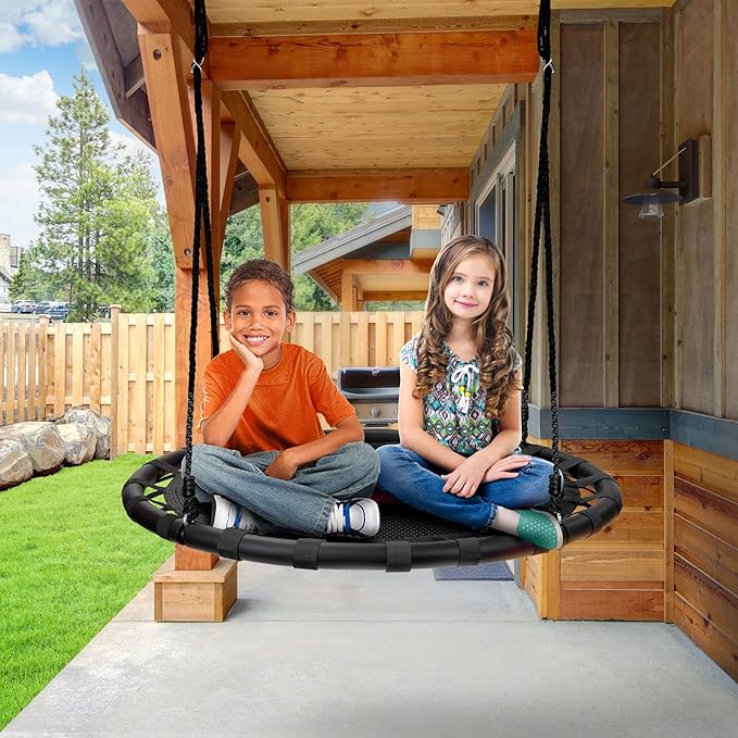 Sorbus Saucer Tree Swing -Kids Outdoor Disc Round Swing - 40" Heavy Duty 220lbs Seat- Easy Install Flying Saucer Web CircleSwing- Perfect for Gift,Playground, Birthday, Xmas, Indoor Outdoor TireSwing