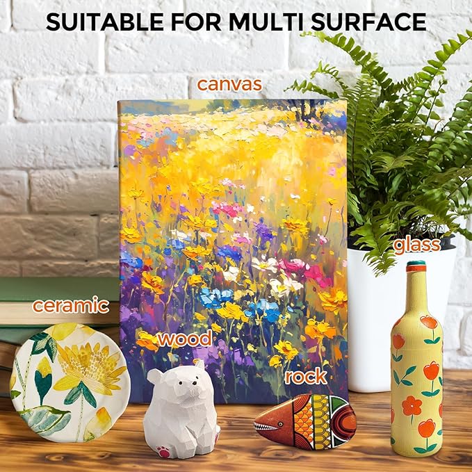 25 Colors Large Acrylic Paint Set (16.9 oz,500 ml), Bulk Acrylic Paint Non-Toxic Art Painting Supplies on Multi Surface Pumpkin Canvas Wood Craft Fabric Rock for Artist Kids with Color Wheel