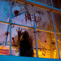 2 Sheets Halloween Window Clings Scary Ghost Window Stickers Decals Double-Sided DIY Glass Stickers Bloody Handprints Female Ghost Shadow Designs Spooky Halloween Party Decor Supplies