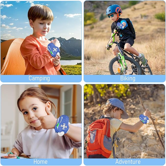 Dinosaur Walkie Talkies for Kids 3 Pack Camping Gear T-Rex Outdoor Toys for Boys Girls Age 3-12 Year Old 3 Channel Long Range Birthday Gifts Easter Christmas Stocking Stuffers Blue