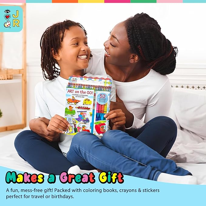 Bright Stripes Richard Scarry Busy World Art on The Go Travel Kit for Kids| Preschool Coloring & Activity Set Ages 3+| 50 Pages,Stickers & Crayons|Creative On-The-Go Fun for Toddlers & Young Children