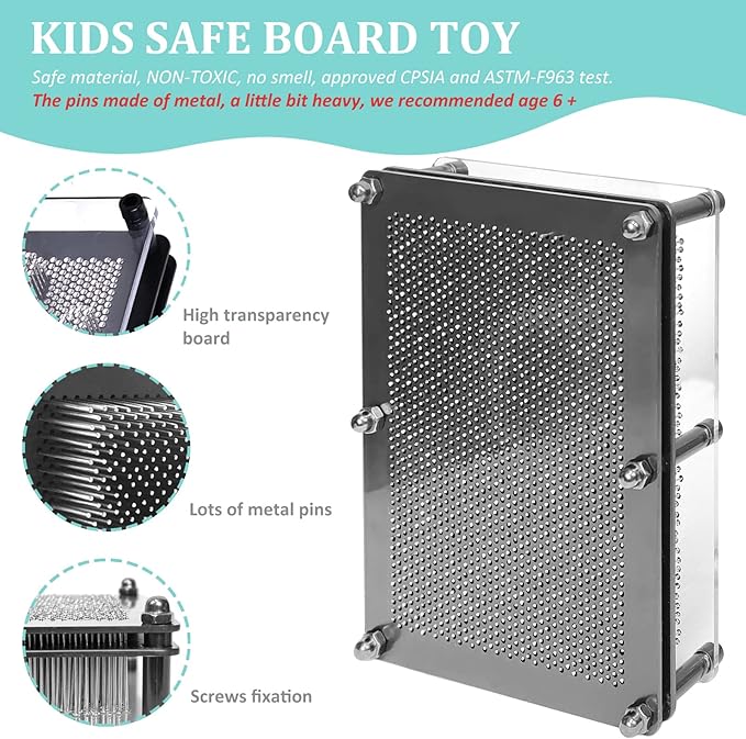MICKYU Metal 3D Pin Art Sensory Toys Board Games for Kids 8-12