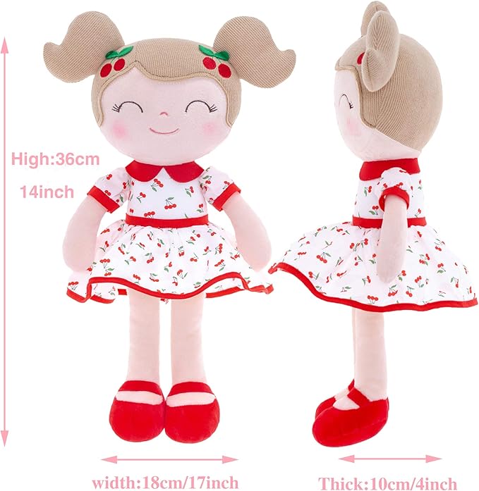 Gloveleya Baby Doll Girl Gifts Plush Toys Soft Dolls Baby Gifts Cherry Girl Red 14 Inches with Gift Box New…