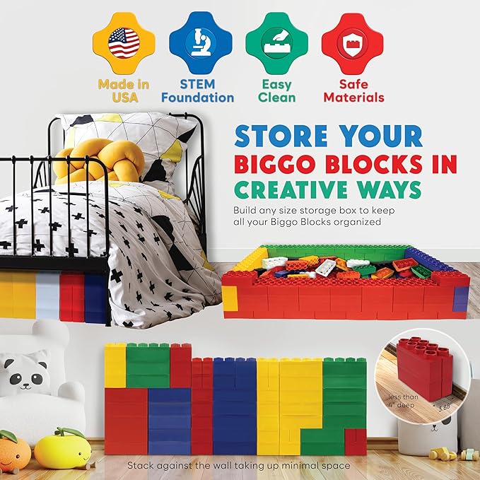 BiggoBlocks Large Building Blocks for Kids Ages 3-8 – 288 Piece Mega Set – Indoor & Outdoor STEM Toy for Boys & Girls