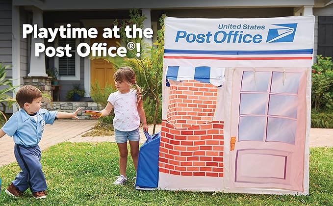 Kid Trax Pop Up Kids Magical Play Tent, Large Front and Rear Openings, Carrying Case Included, Easy Storage, USPS Post Office, White
