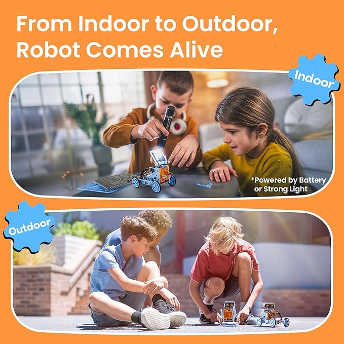 Sillbird Solar Building Robot Kit STEM Gift for Boys Aged 8-13, DIY Science Educational Toys for Kids Teens Birthday, 12-in-1 Solar or Battery Powered Robotic Set with 197 Pieces