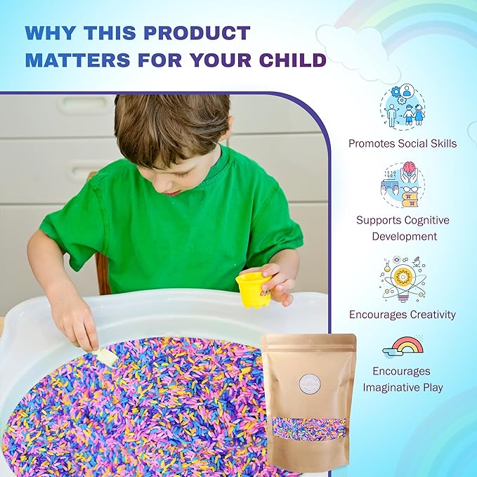 Colored Rice in Vibrant Colors, Sensory Bin Filler, Rainbow Rice for Art & Craft, Creative Learning & Color Perception, Non-Toxic, Safe for Kids & Pets, Made in The USA 2 LBS (Mix-2)
