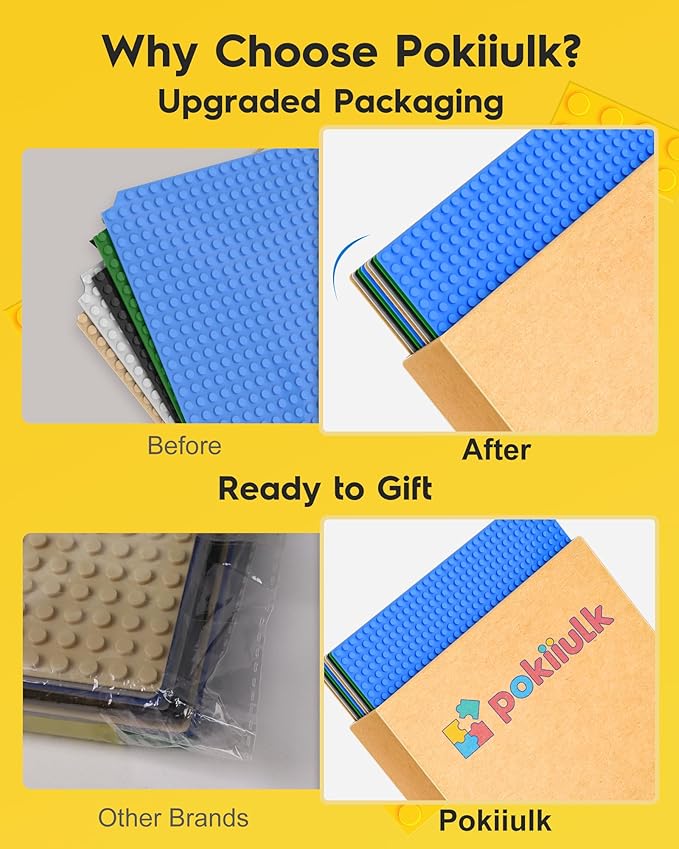 Classic Baseplates Building Plates-Pack of 20 Large 10" x 10" Building Bricks Compatible with All Major Brands,Perfect STEM Gift for Builders（Multicolored）