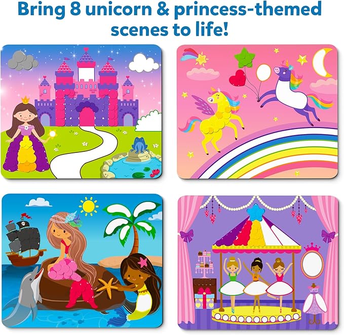 Skillmatics Dot It Sticker Art - Unicorns & Princesses, Mess-Free Craft Kits, 500+ Stickers, Stocking Stuffers, DIY Scrapbooking, Travel Activity, Christmas Gifts for Girls & Boys Ages 3, 4, 5, 6, 7